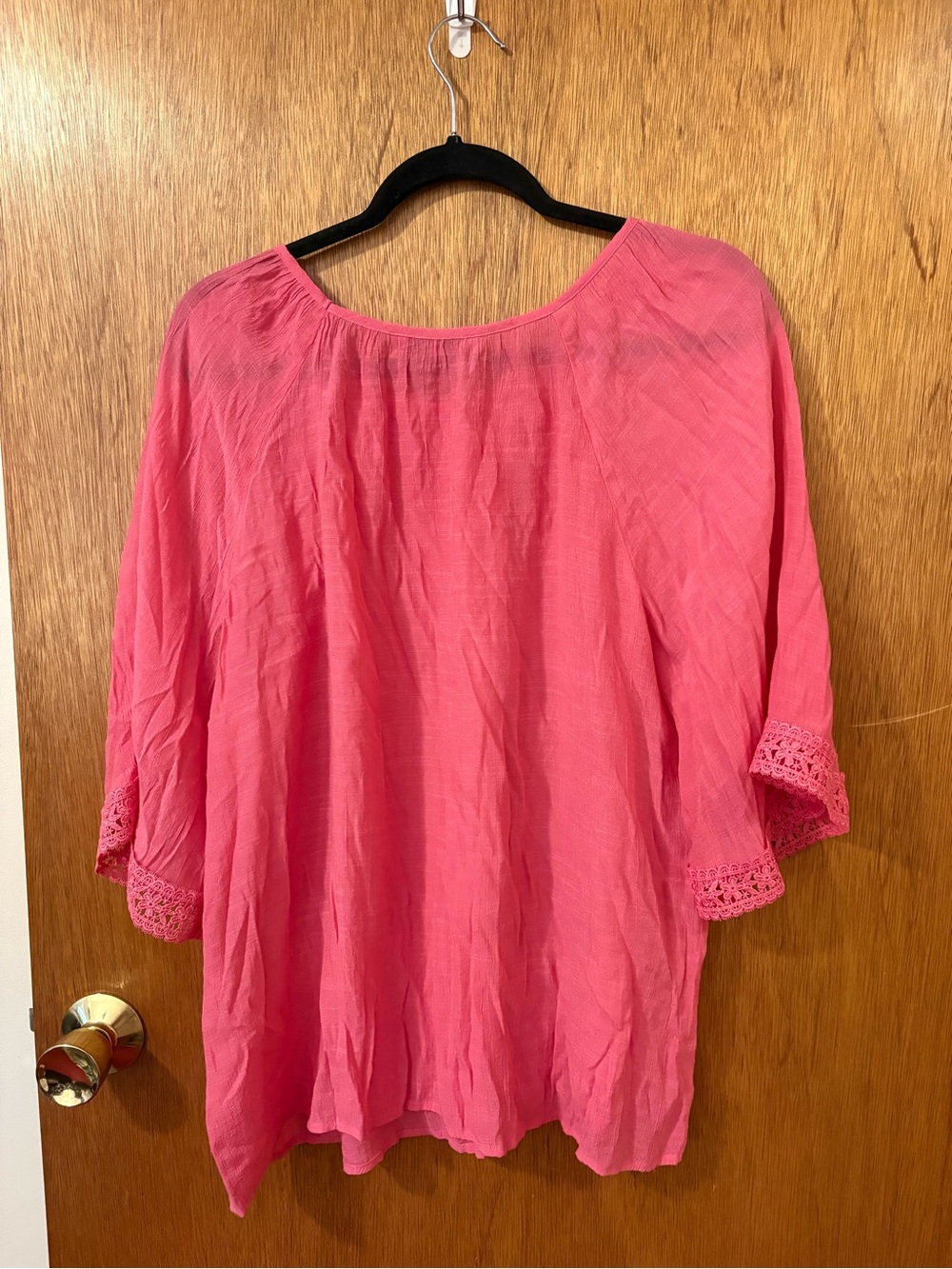 Counterparts Vibrant Pink Crochet-Trim Peasant Blouse - Picture 6 of 6